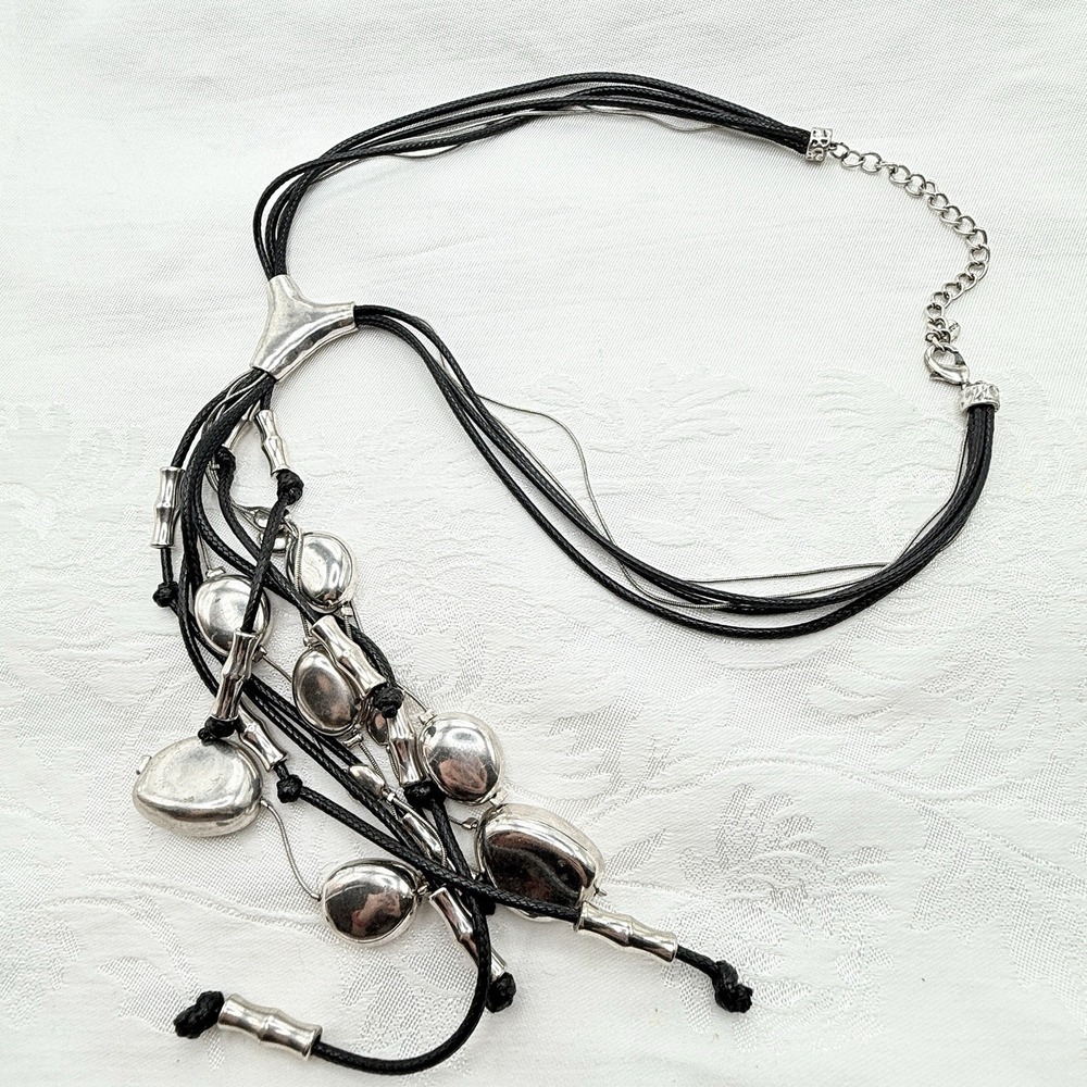 Dell'Olio 22" Multi-Strand Y Boho Chic Necklace w/ Chunky Silver Tone Bead